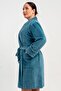 Women's Plus Size Dressing Gown - Velvet Shawl Collar with Pockets 100% Cotton Dressing Gown C3T2N0705 - 3