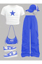Children's New Star Printed Crop T-Shirt - Wide Leg Pocketed Tracksuit Set - 2