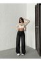 Black Embroidered High Waist Side Pocket Broad Leg Jeans - 2