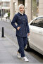 Women's Buttoned and Pocketed Denim Navy Tunic Trousers Two-Piece Set