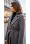 Gray smoked a quality premium tied Slit midi length cashmere coat - 4