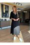 Women's Long Sleeve V-Neck Midi Length Green Modal Dress - 2