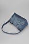 Navy Blue Color Magnetic Knitwear Patterned Women Bag - 3