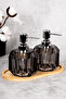 2-Piece Liquid Soap Dispenser Set with Bamboo Stand 300 ml Diamond Patterned Modern Acrylic Soap Dispenser 9 cm X 13.5 cm - 4
