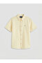 Beige Short Sleeve Embroidered Boys' Muslin Shirt