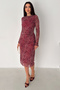 Women's Paisley Patterned Midi Dress – Burgundy Veil - 3