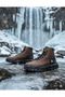 Men's Daily Tan Black Classic Boots Lace-Up High-Top Faux Leather Water Resistant Comfortable Winter Shoes - 3