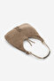 Women's Genuine Leather Shoulder Bag with Zippered Inner Pocket, Ronagi Mink Suede - 4