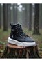 Men's Casual Black and White Classic Boots Lace-Up High-Top Faux Leather Water Resistant Comfortable Winter Shoes - 3