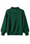 Green Crew Neck Oversized Women's Knit Sweater - 3