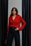 Red Top Gold Button Cardigan - 3