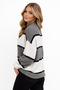 Gray White Half Fisherman Oversized Women's Knitwear Sweater - 2
