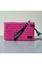 Women's Handmade Star Patterned Fuchsia Clutch Portfolio Bag