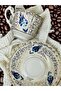 Silk Porcelain Turkish Coffee Porcelain Cup Set for Two with Gold Embroidery and Blue Tulip Motif. - 4