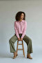 Pink Buttoned Polo Neck Knit Sweater - 4