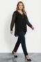 Plus Size Front Zipper Bird Eye Detail Sleeves Tulle Black Blouse 110880 - 6