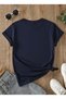 Unisex Navy Blue Floral Bicycle Printed Crew Neck T-Shirt - 2