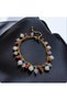 Natural Stone Agate, Amethyst and Cultured Pearl Handmade Steel Bracelet