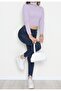 Lilac Turtleneck Ribbed Knitted Crop Sweater - 100% Cotton - Slim Fit - 6
