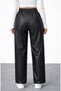 Black Faux Leather High Waist Wide Leg Stylish Women's Pants - 2