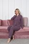 Women's Cotton Purple Polka Dot Shirt Collar Buttoned through Piped High Quality Pajama Set - 4