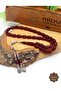 Burgundy Capsule Cut Silver Moon Star Tassel Crimped Amber Prayer Beads 201024956 - 3