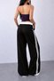 89 Printed White Belted Double Stripe High Waist Women's Wide Leg Sweatpants - 2