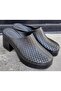 261600 Women's Genuine Leather Platform Sole Heeled Closed-Front Slippers