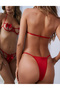Lingerie Sets for Women Sexy 2 Piece Bra Panty Set Appliques Cut Out Outfits for Women Red X-Large - 4