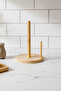 Bamboo Round Paper Towel Holder 14 cm Practical Use Ergonomic Kitchen Towel Holder - 2