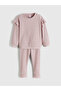 Lcw Baby Pink Crew Neck Basic Girls' Sweatshirt and Leggings - 2