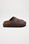 Pablo Women's Vegan Leather Buckle Brown Sabo Slippers - 2