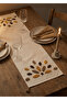 Punch Embroidered Patterned Cream Table Runner (40X130 cm) - 3
