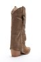 Camel Mink Earth Genuine Suede Studded Detail Leg Trousers Western Cowboy Boots - 4