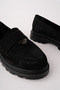 Elora Model Buckle Detailed Black Suede Women's Loafer Casual Shoes - 5