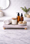 Natural Marble Pedestal Serving Tray & Bathroom Kitchen Counter Top Organizer Stand