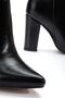 4807 Black Wrinkled Pointed Toe Bellows Thick Heel Casual Women's Boots - 5