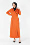 Women's Orange Practical Side-Tie Ribbed 100% Cotton Prayer Dress with Pouch Gift _1998 - 6