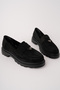 Elora Model Buckle Detailed Black Suede Women's Loafer Casual Shoes - 4