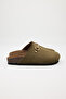 Pablo Women's Vegan Leather Buckle Khaki Sabo Slippers - 5