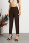 Women's High-Waisted Pleated Tapered Fabric Trousers