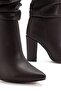 4807 Brown Leather Pointed Toe Bellows Thick Heel Casual Women's Boots - 4