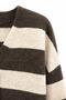 7019 Women's Thick Striped Wool Blend Knitwear Shawl Cardigan Set Brown - 2
