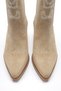 Beige Skin Cream Genuine Suede Stone Studded Perforated Summer Western Cowboy Boots - 3