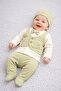 Baby Boy 0-3 Months Newborn Set Vest with Stitched Bow Tie, Self-Gloved Bodysuit + Booties + Hat