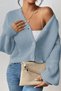 Women's Baby Blue V-Neck Long Sleeve Buttoned Knitwear Cardigan - 5