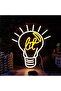 "إنها مضاءة!" لافتة نيون LED بمصباح إديسون - مصباح جداري أصفر 32 × 35 سم