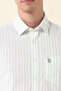 Mens Green Vertical Striped Twill Tailored Fit Cotton Shirt - 4