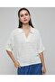 Openwork Knit Top With Shirt Collar And Short Sleeves