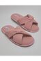 Women's Pink Ribbed Bedroom Slippers - 6
